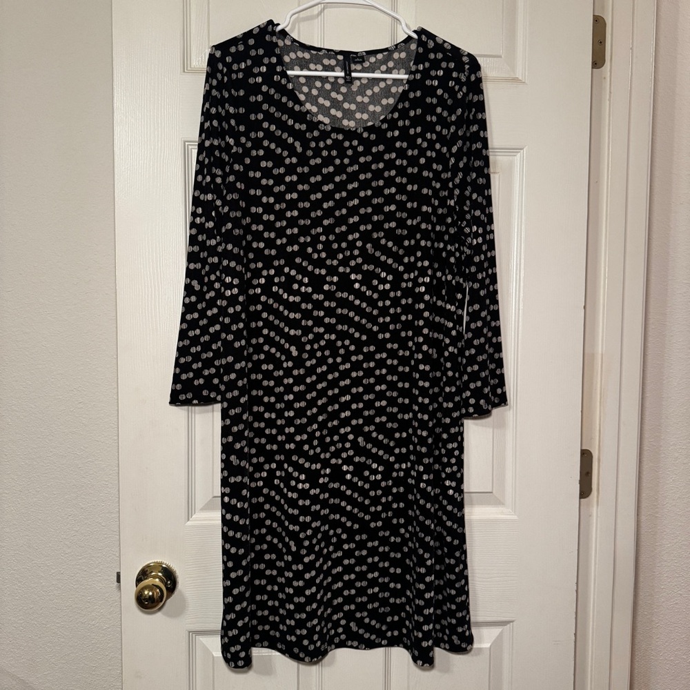 New Directions | Women’s Black & White Polka Dot Patterned Dress Size L